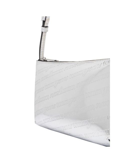 Tommy Hilfiger White Silver Polyethylene Handbag