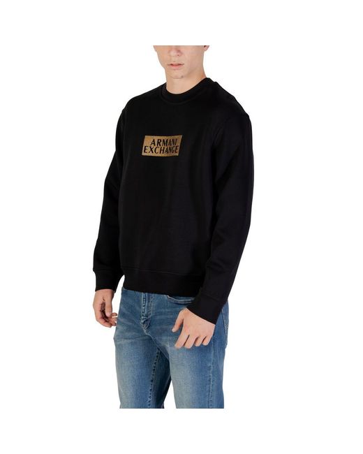 ARMANI EXCHANGE Black Bicolor Cotton Sweatshirt for men