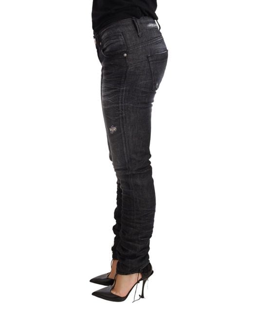 Acht Black Elegant Low Waist Skinny Denim