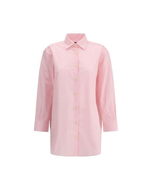 Deperlu Pink Multicolor Cotton Shirt