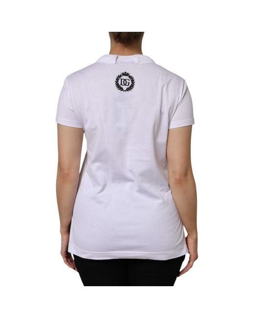 Dolce & Gabbana Purple V-Neck Cotton Short Sleeves T-Shirt