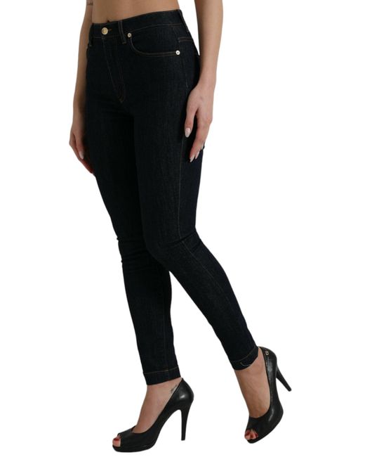 Dolce & Gabbana Black Blue Cotton Stretch Denim Skinny Jeans
