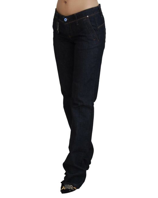 CoSTUME NATIONAL Black Blue Low Waist Straight Denim Pants Jeans