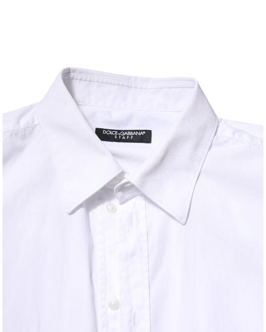 Dolce & Gabbana White Cotton Staff Long Sleeves Forma Shirt for men