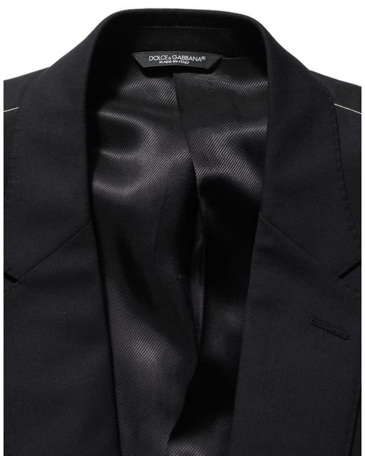 Dolce & Gabbana Black Dark Blue Wool Single Breasted Blazer Jacket for men