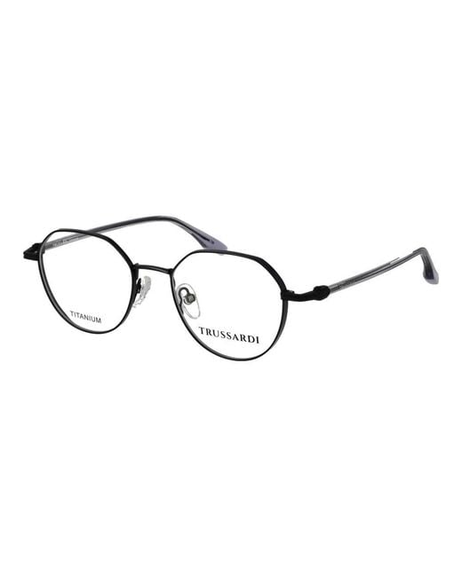 Trussardi Metallic Black Titanium Glasses (frames) for men