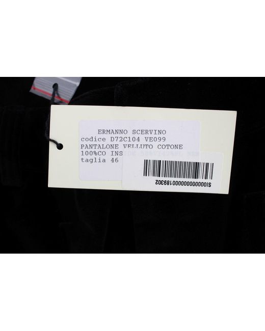 Ermanno Scervino Black Velvet Cotton Straight Legs Pants
