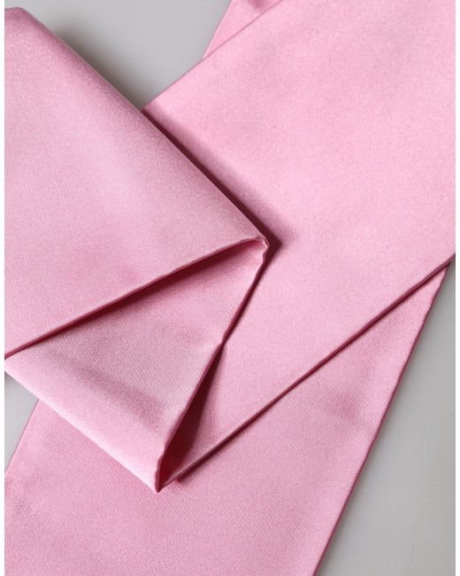Dolce & Gabbana Pink Silk Fringes Neck Wrap Foulard Scarf for men