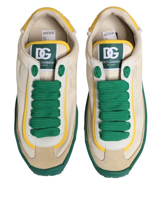Dolce & Gabbana Green Multicolor Old Runner Lace Up Sneakers Shoes for men