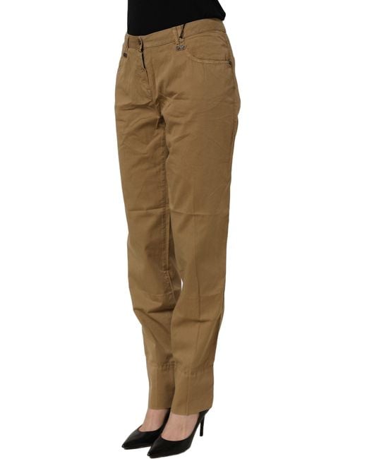 Plein Sud Green Brown Straight Cotton Stretch Chino Pants
