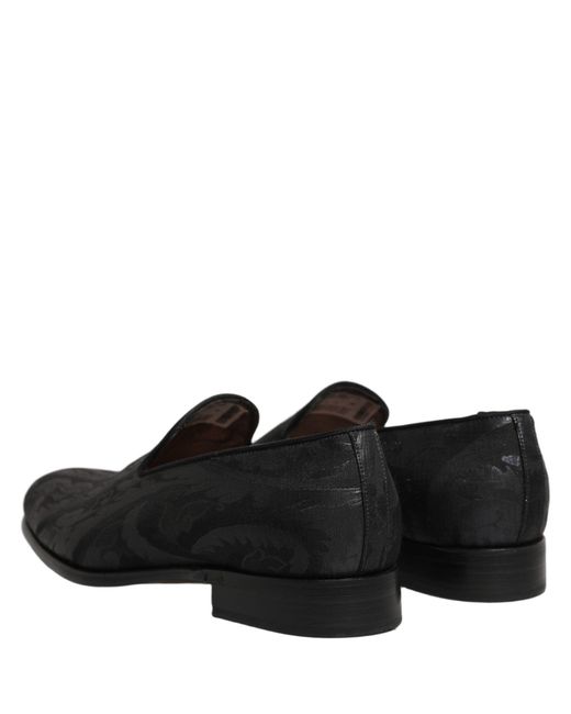 Dolce & Gabbana Black Brocade Men Slip On Dress Loafers Shoes for men