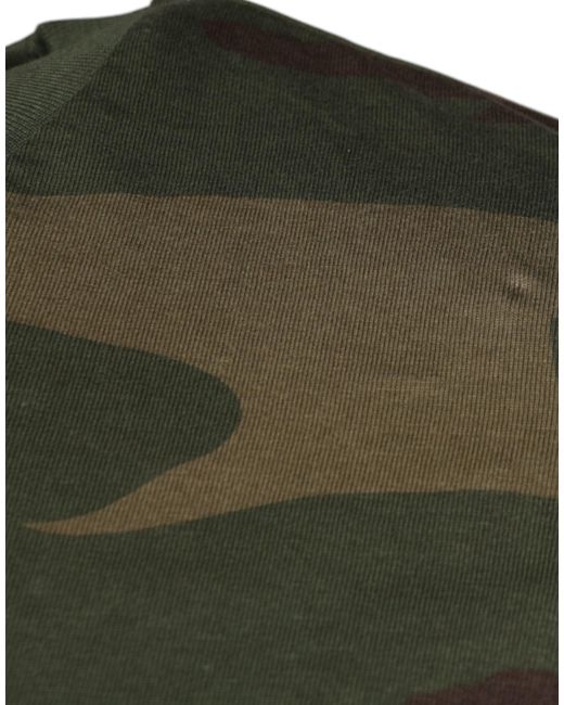 Dolce & Gabbana Green Camouflage Tshirt Short Sleeve Crew Neck for men