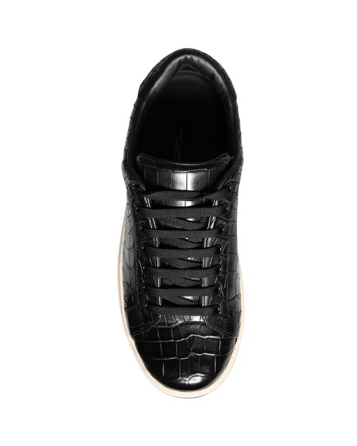 Dolce & Gabbana Black Rome Sneakers In Crocodile Leather for men