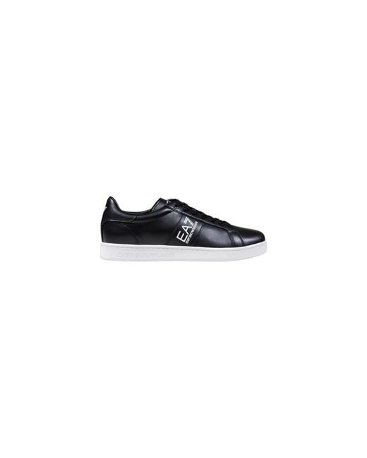 EA7 Black And White Leather Sneakers for men
