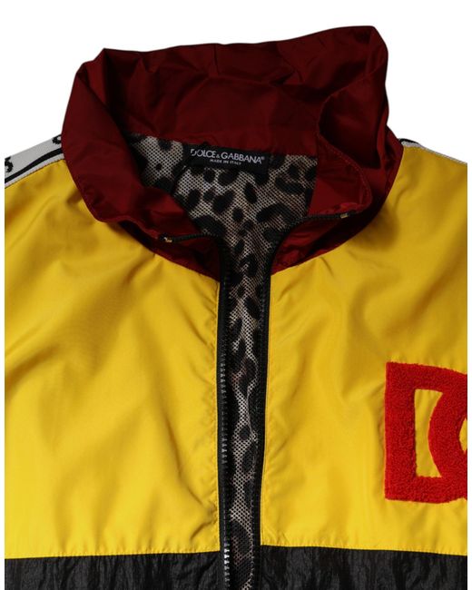Dolce & Gabbana Red Multicolor Patchwork Men Full Zip Sweater for men