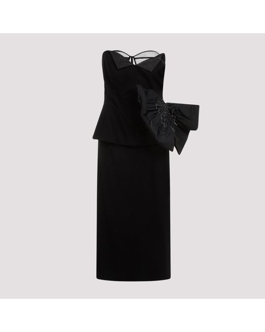 Maison Margiela Black Virgin Wool Midi Dress