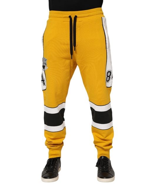 Dolce & Gabbana Yellow Cotton Logo Jogger Sweatpants Pants for men