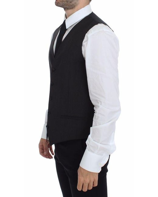 Dolce & Gabbana Gray Dolce Gabbana Wool Stretch Dress Vest Blazer for men