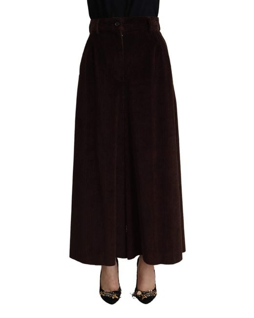 Dolce & Gabbana Black Chic Bordeaux High-Waisted Corduroy Pant