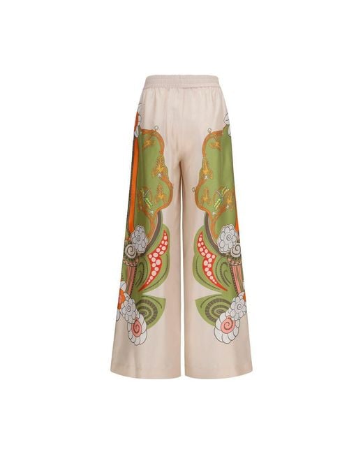 LaDoubleJ Natural Multicolor Silk Casual Pants