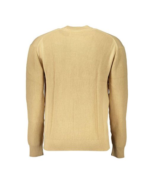 Calvin Klein Natural Chic Beige Crew Neck Cotton Sweater for men