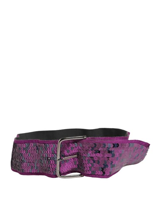 Gianfranco Ferré Purple Sequined Silver Metal Buckle Belt