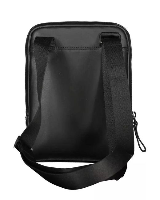 Piquadro Sleek Black Leather Shoulder Bag With Contrasting Details for men