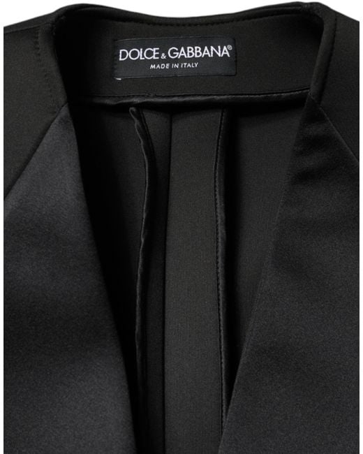 Dolce & Gabbana Black Polyester Double Breasted Coat Jacket