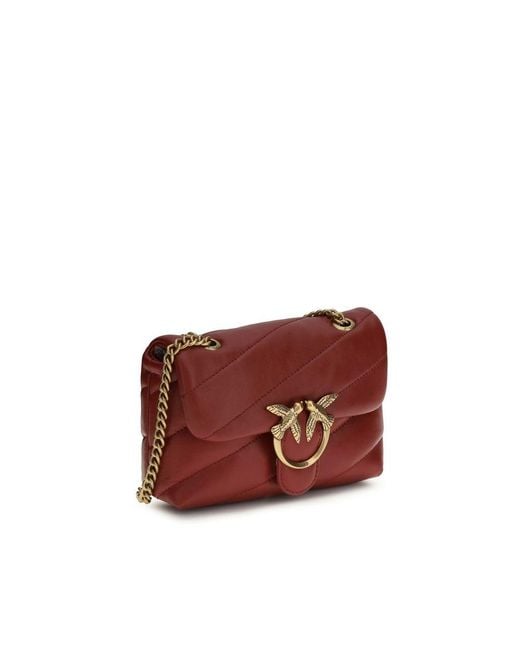 Pinko Red Calf Leather Bos Taurus Shoulder Bag