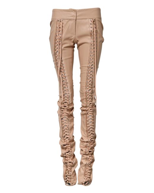 Dolce & Gabbana Natural Laceup Leather Pants