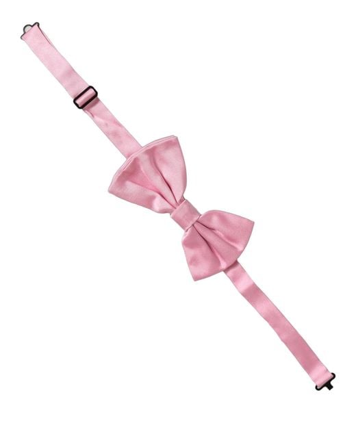 Dolce & Gabbana Men Pink 100% Silk Adjustable Neck Papillon Bow Tie for men