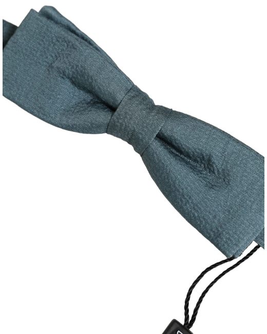 Dolce & Gabbana Men Steel Blue 100% Silk Adjustable Neck Papillon Bow Tie for men