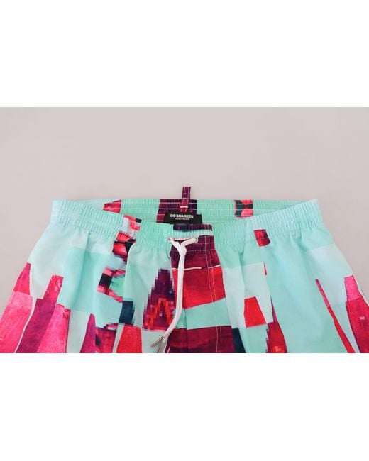 DSquared² Red Dsqua² Printed Beachwear Shorts Swimwear for men