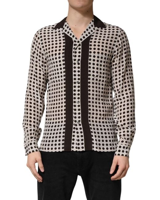 Dolce & Gabbana Black Polka Dot Silk Casual Shirt for men