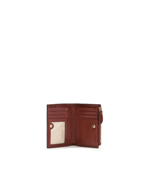 Pinko Red Bordeaux Calf Leather Bos Taurus Wallet