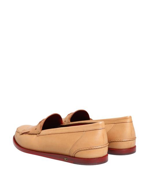 Dolce & Gabbana Pink Tassel Leather Slip On Loafers Shoes for men
