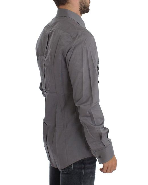 Dolce & Gabbana Gray Elegant Slim Fit Cotton Dress Shirt for men