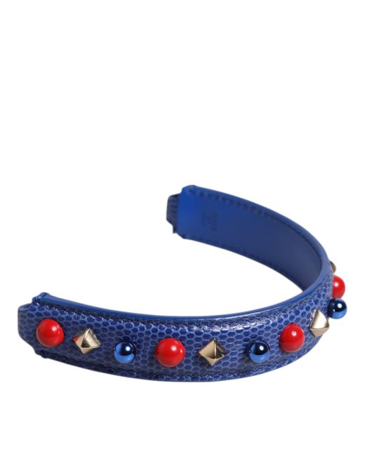 Dolce & Gabbana Blue Embellished Leather Bag Handle Shoulder Strap