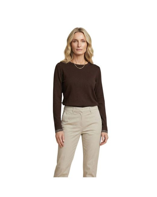 Street One Brown Cotton Long Sleeve T