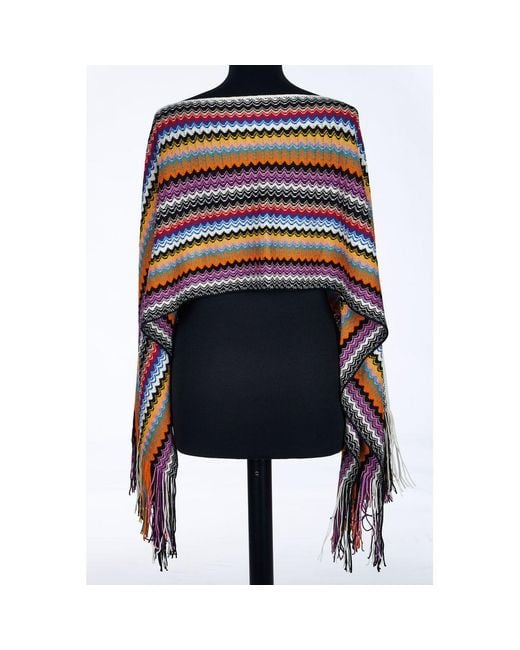 Missoni Black Multicolor Wool Poncho