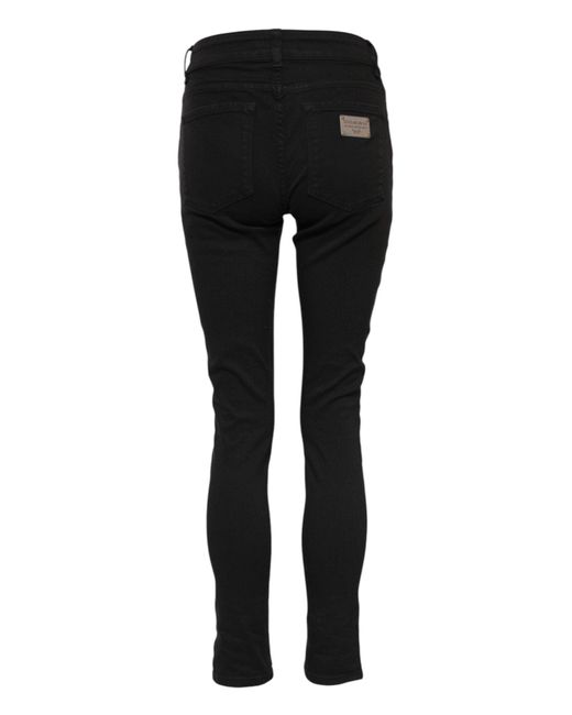Dolce & Gabbana Black Cotton Logo Skinny Mid Waist Denim Jeans for men