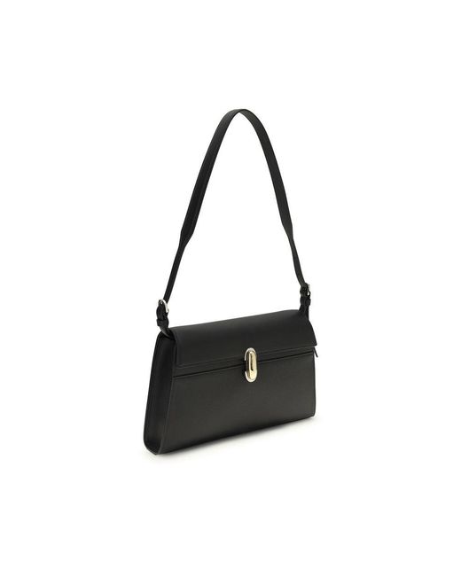 SAVETTE Black Calf Leather Bos Taurus Shoulder Bag