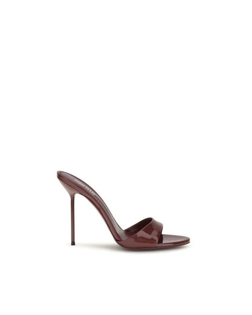 Paris Texas Brown Bordeaux Calf Leather Bos Taurus Stiletto Heel Sandals