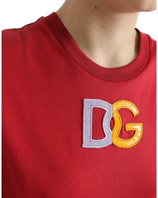 Dolce & Gabbana Red Cotton Dg Logo Crew Neck Tank Top T