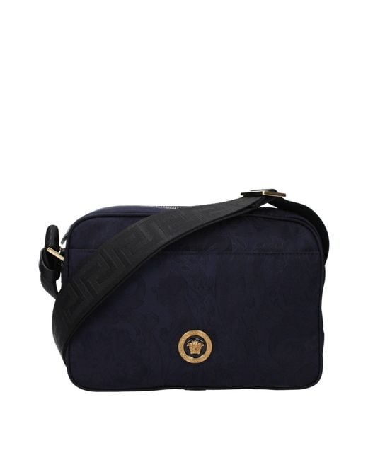 Versace Blue Fabric Crossbody Bag for men