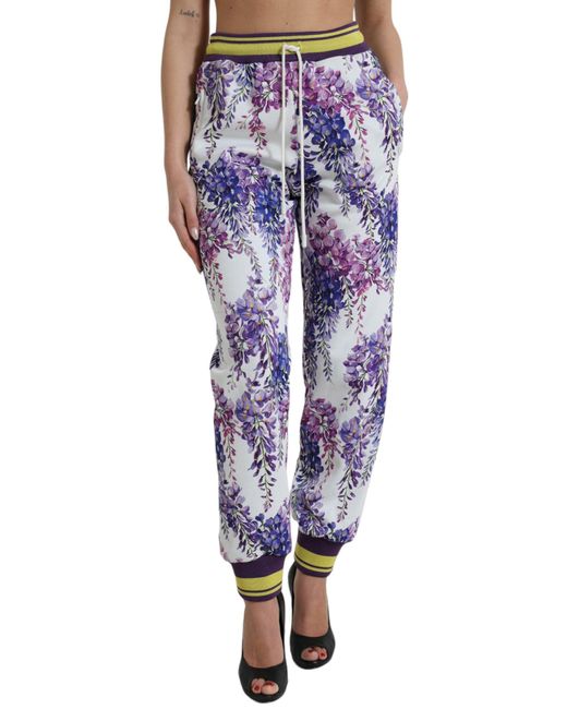 Dolce & Gabbana Blue Elegant Floral Jogger Pant For A Chic Look