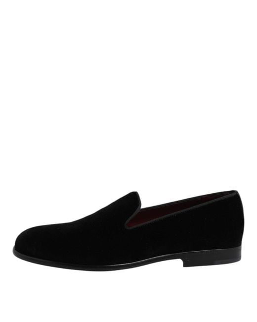 Dolce & Gabbana Black Velvet Slipon Loafer for men