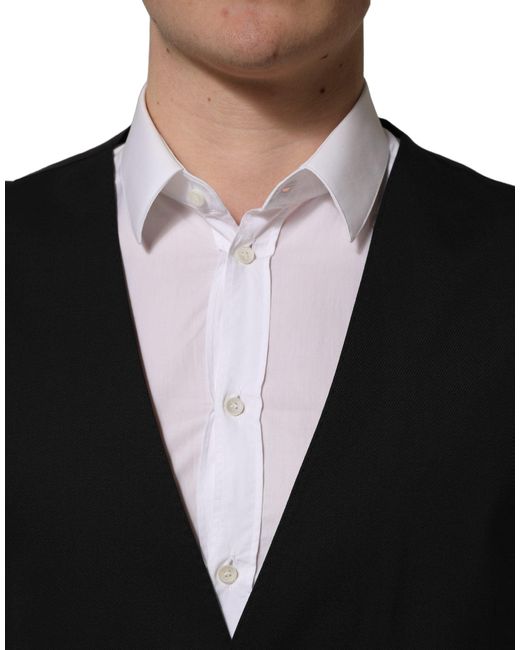 Dolce & Gabbana Black Single Breasted Men Waistcoat Vest for men