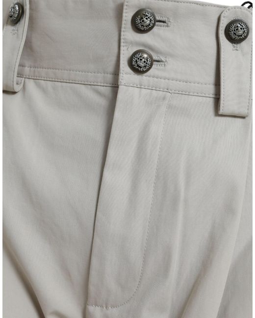 Dolce & Gabbana Gray Cotton High Waist Tapered Pants