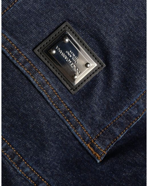 Dolce & Gabbana Blue Dark Cotton Stretch Straight Denim Jeans